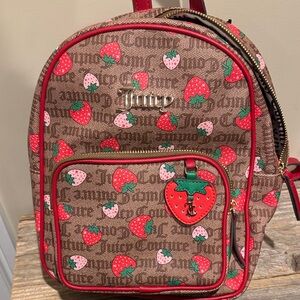 Juicy Couture Brown and Red Freshly Picked Strawberry Backpack